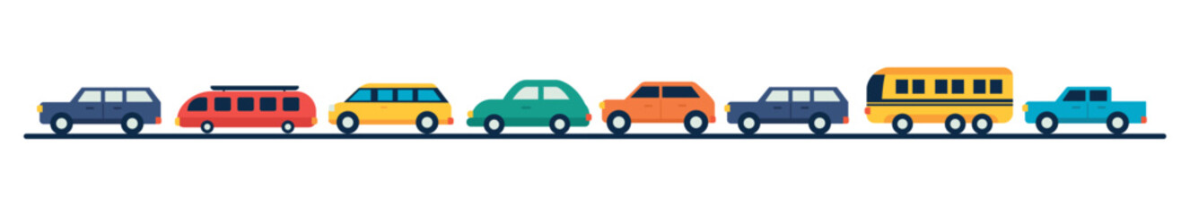 Flat Cars in Traffic vector illustration