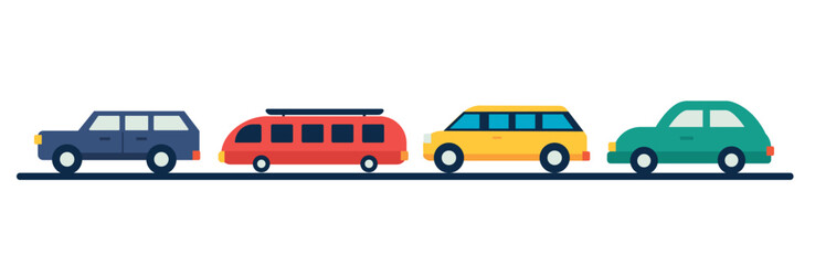 Flat Cars in Traffic vector illustration