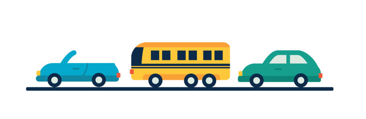 Flat Cars in Traffic vector illustration