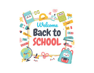 Colorful vector illustration Back to School design