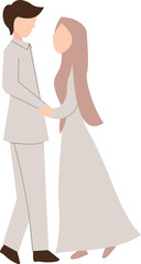 Muslim wedding couple. Islamic marriage couple illustration. Muslim wedding romantic couple illustration