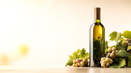Fototapeta premium White Wine Bottle with Grapes