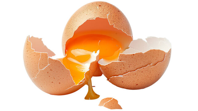 Broken egg isolated on transparent background, PNG