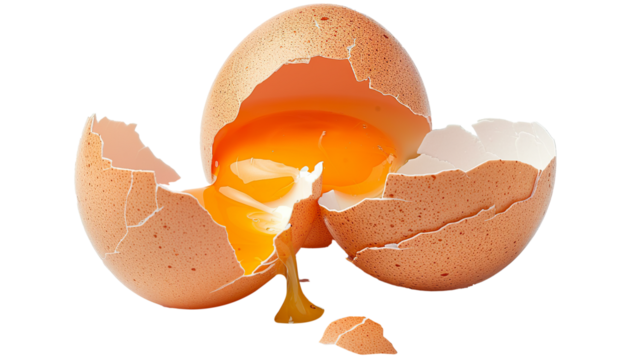 Broken egg isolated on transparent background, PNG