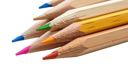 Fototapeta premium Colorful wooden pencils isolated on transparent background, PNG