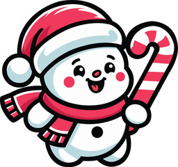 Festive Snowman with Candy Cane