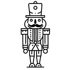 Line art doodle Hand drawn Christmas Winter graphic vector illustration isolated on white background color editable Nutcracker
