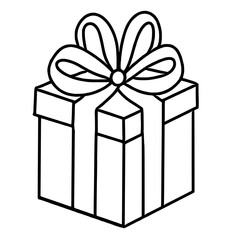 Line art doodle Hand drawn Christmas Winter graphic vector illustration isolated on white background color editable Christmas gift box