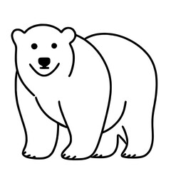 Line art doodle Hand drawn Christmas Winter graphic vector illustration isolated on white background color editable Polar Bear