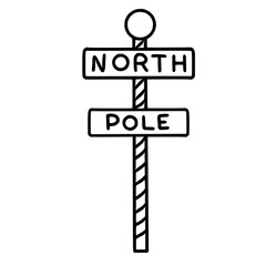 Line art doodle Hand drawn Christmas Winter graphic vector illustration isolated on white background color editable north pole sign