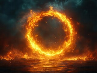 ball of fire suspended in the abyss flickering flames creating a halo of light casting dynamic shadows in a dark and mysterious atmosphere