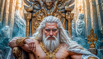 Obraz premium The great and beautiful god Zeus, the god of the sky, thunder, lightning, who rules the whole world