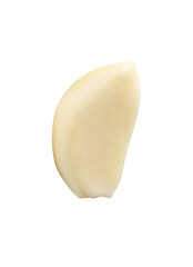 Top view of peeled garlic clove isolated on white background with clipping path