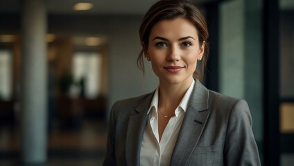 Stylish professional woman in a corporate portrait.