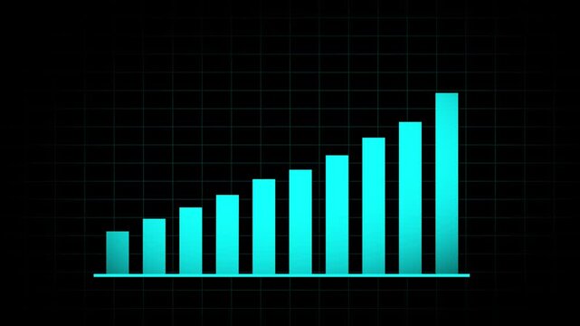 Abstract glowing aquamarine color decreasing business graph chart animation background.