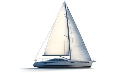 Classic Wooden Sailboat with White Sails Isolated on a White Background design