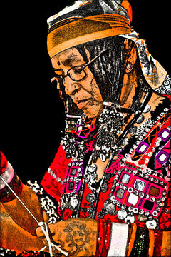 Portrait Digital Art - The Lambani tribes doing embroidery, they also called Lambadi, Lambani, Lamani or Banjari is a Western Indo-Aryan language spoken by the Banjara people across India.