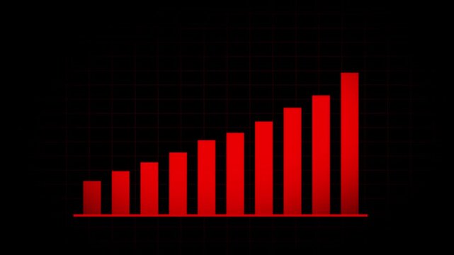 Abstract decreasing red color business graph chart animation background