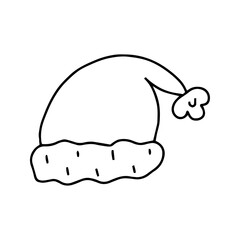 Santa Claus hat in doodle style. Vector isolated on white background