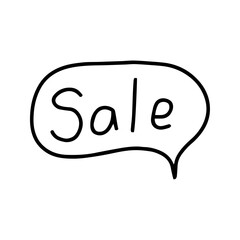 Sale tag in doodle style. Vector isolated on white background