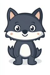 Obraz premium Adorable cute wolf icon with a friendly expression and cheerful stance
