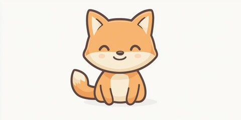 Adorable cute wolf icon with a cheerful expression and bright colors