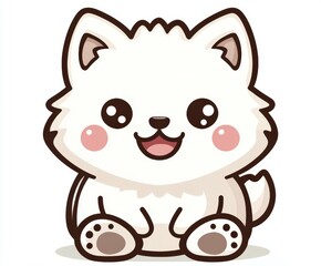 Fototapeta premium Adorable cartoon wolf with cheerful expression and fluffy fur details