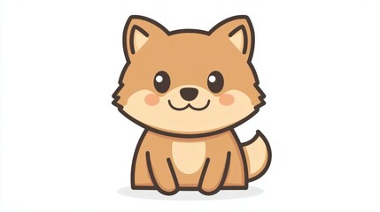 Obraz premium Cute wolf icon sitting happily with a friendly expression in bright colors