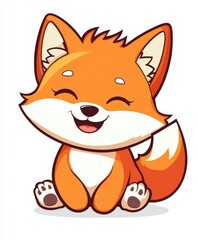 Fototapeta premium Adorable cartoon wolf icon sitting happily with playful expression