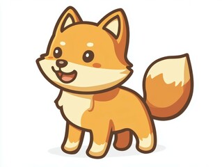 Fototapeta premium Cute cartoon wolf icon featuring bright colors and a cheerful expression