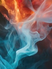 Red and Blue Smoke Close Up