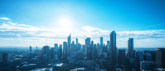 Naklejka premium Aerial View of City Skyline with Skyscrapers and Buildings
