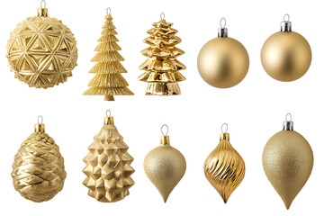set of сhristmas tree ornaments and decoration isolated on white background, christmas ball sphere for design