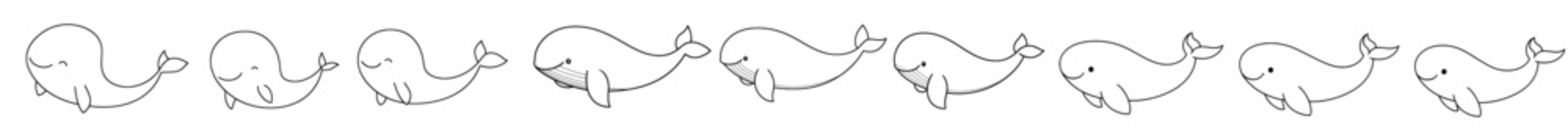recommend clip art: Blue whale sketches with modern graphics.
