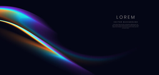 Colorful wave and light on black background.