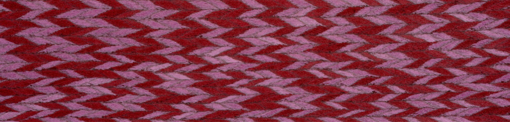 Rich crimson and lavender chevron pattern on a textured veneer backdrop