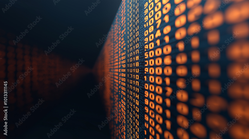 Poster Binary computer matrix code data stream abstract ,A digital landscape rows of numbers floating in midair,AI,LLM ,earth,transmission , global internet network ,cloud storage,encryption,background.