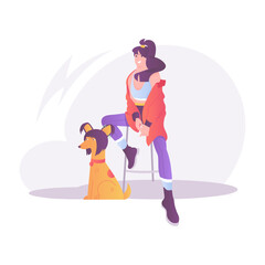 A flat style illustration of fashion model