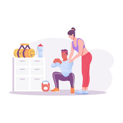 Woman trainer illustration in flat style 