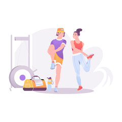Couple gym illustration in flat style 
