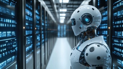 Fototapeta premium Robot in Server Room