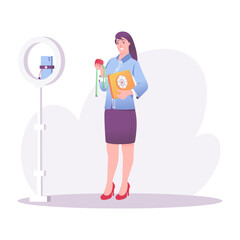 A flat style illustration of vlogger 