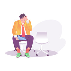 Disheartened man illustration in flat style
