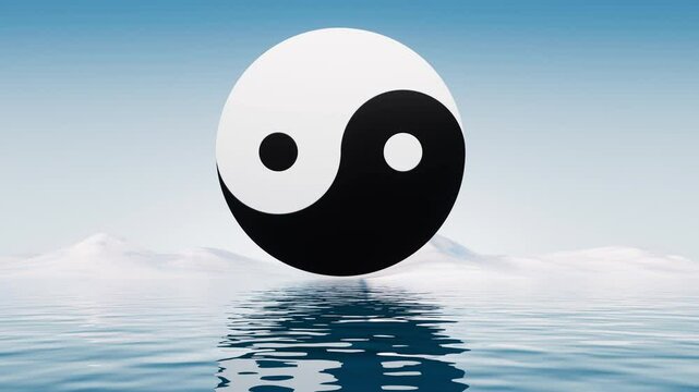 Chinese ancient taiji yin-yang pattern symbol, 3d rendering.