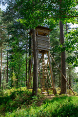 Old hunter house in the forest