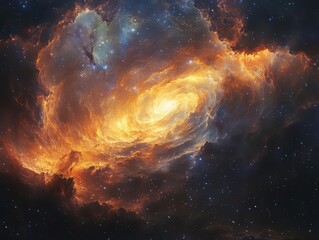 Fototapeta premium celestial scene depicting a cosmic voyage through swirling galaxies vibrant nebulae and distant planets illustrating the beauty and energy of the universe in a dazzling display