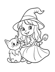 halloween coloring page isolated on white background. For kids coloring book. Coloring page for Halloween