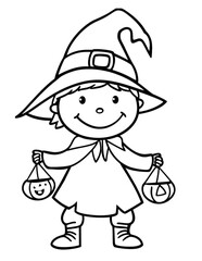 halloween coloring page isolated on white background. For kids coloring book. Coloring page for Halloween