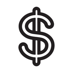dollar sign vector silhouette isolated on white background. Dollar sign icon illustration design.