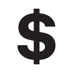 dollar sign vector silhouette isolated on white background. Dollar sign icon illustration design.